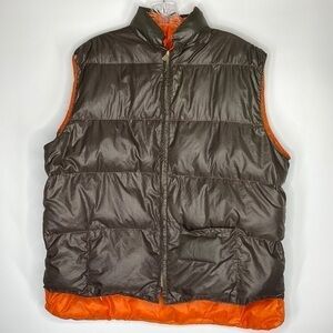 Vintage Cloud 9 Down Puffer Puffy Orange Brown Reversible Vest Size Large 70s
